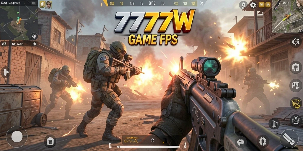 Screenshot gameplay seru di <strong>7777W</strong> saat pertempuran sengit.