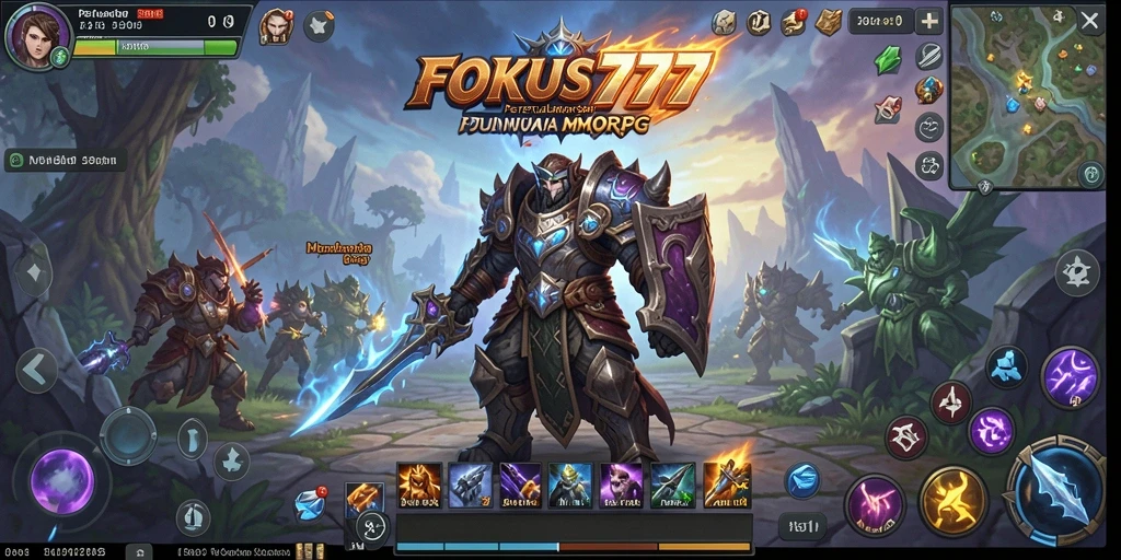 Tangkapan layar menunjukkan karakter beraksi dalam dunia MMORPG yang luas.