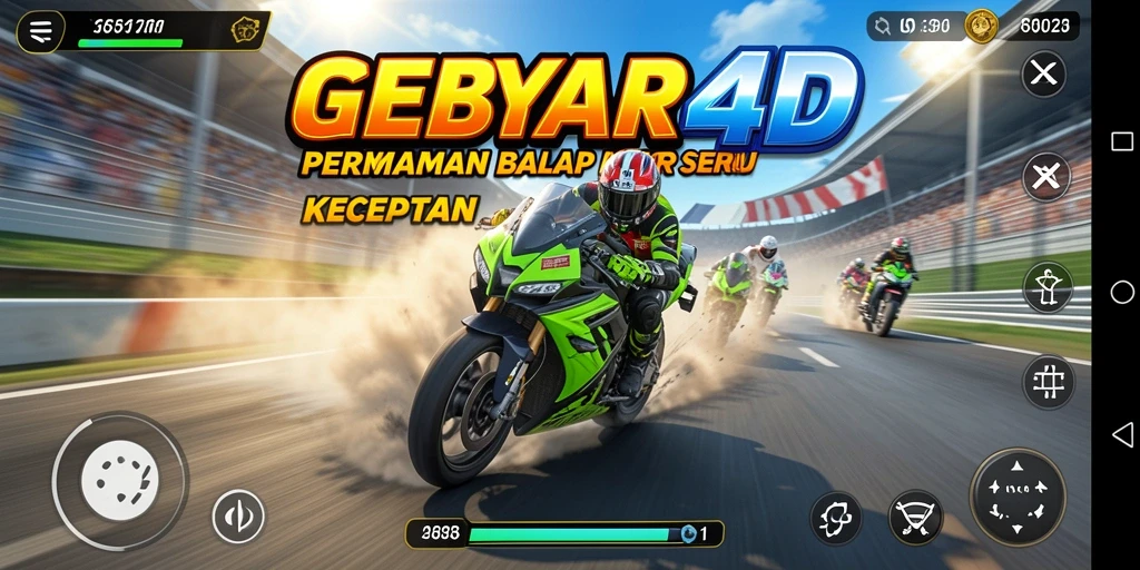 Gameplay GEBYAR4D yang mendebarkan saat balapan motor.