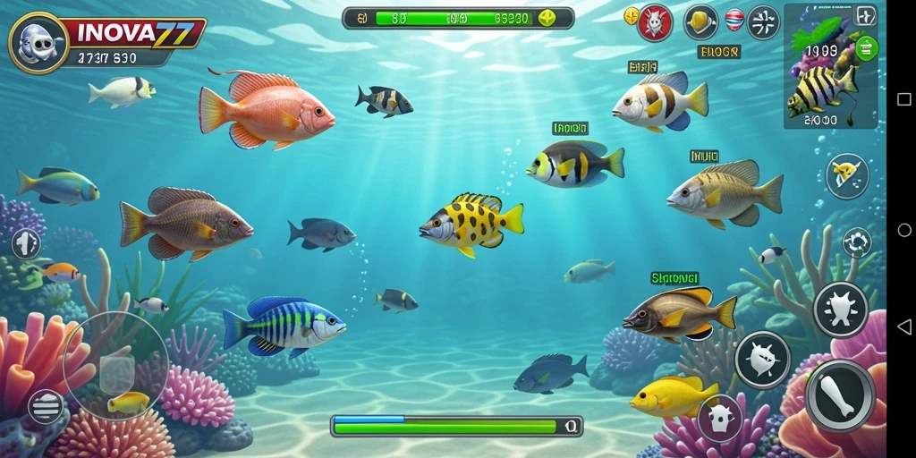 Tampilan gameplay menarik dari INOVA77 yang penuh aksi Tembak Ikan.
