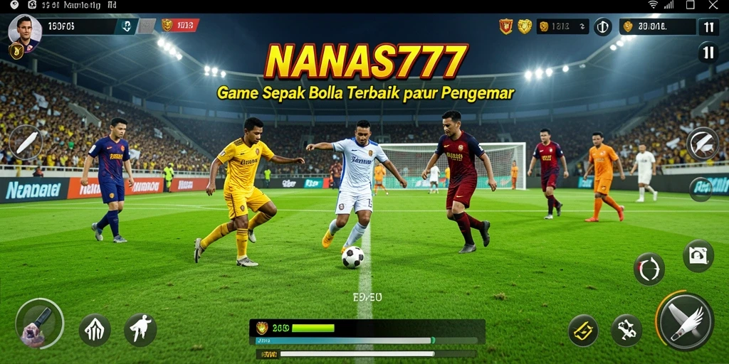 Tangkapan layar gameplay NANAS777 menampilkan aksi seru di lapangan sepak bola.