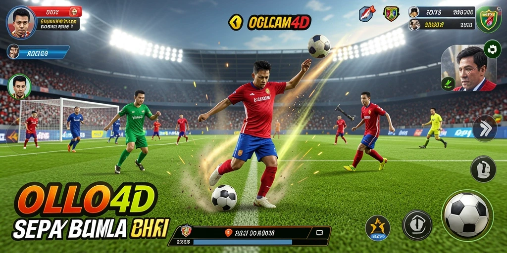 Screenshot utama OLLO4D menampilkan pertandingan sepak bola yang mendebarkan.