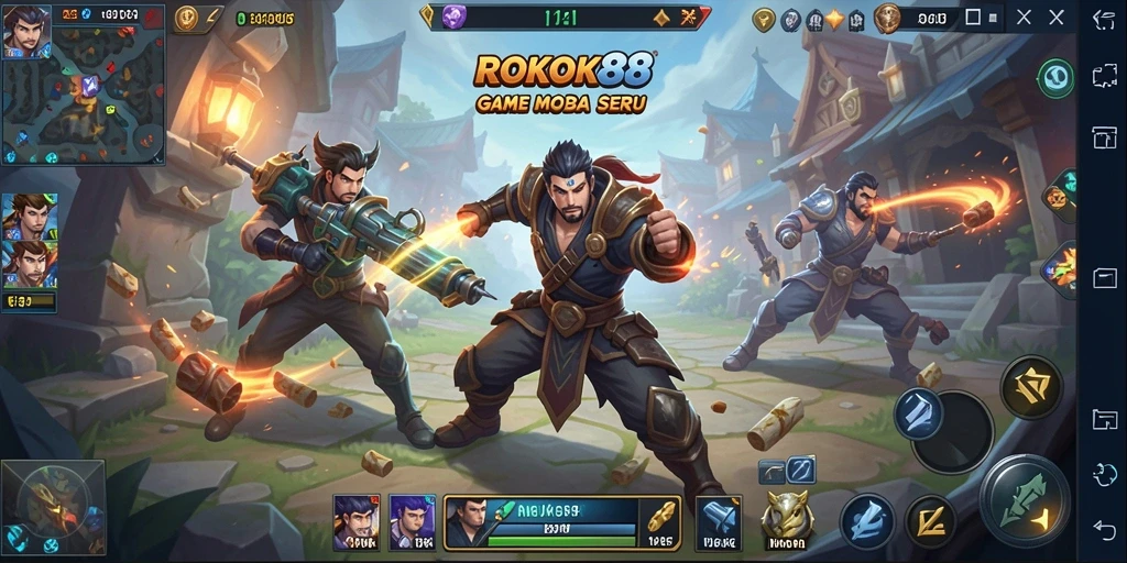 Screenshot gameplay ROKOK88 yang menampilkan pertempuran seru dan strategis.