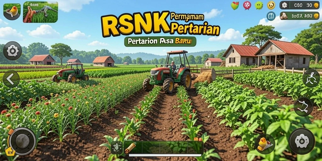 Tampilan gameplay RSNOK dengan aktivitas pertanian yang seru.