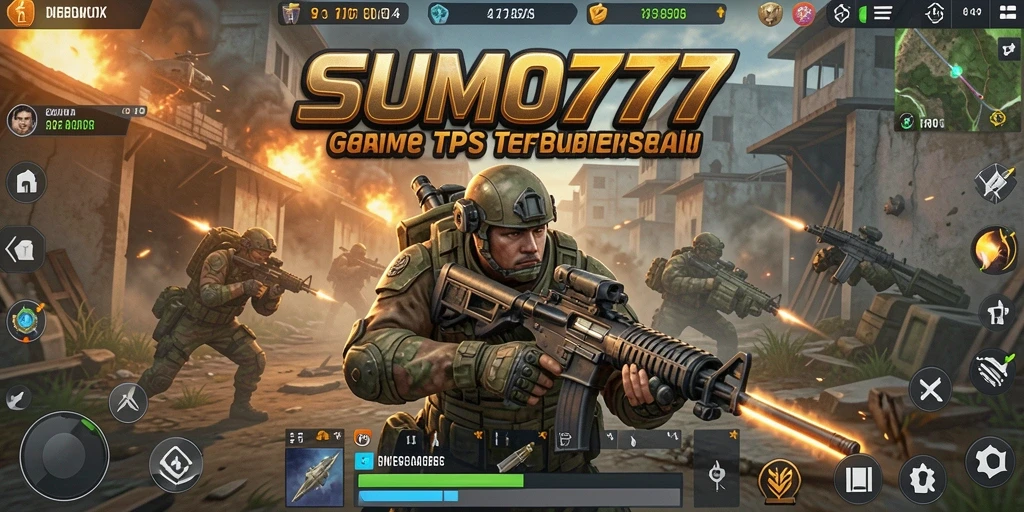 Tampilan gameplay yang menegangkan dalam SUMO777 dengan aksi TPS yang seru.
