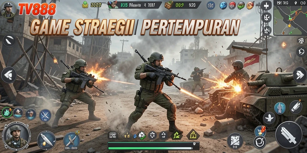 Tangkapan layar gameplay TV888 menampilkan aksi pertempuran strategi yang mendebarkan.