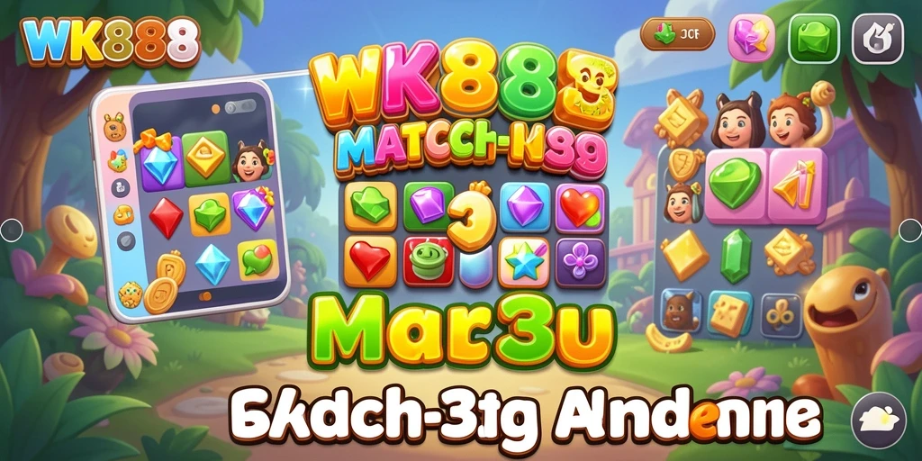 Screenshot menunjukkan aksi gameplay seru Match-3 di WK888.